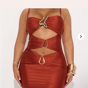 Fashion Nova Burnt Orange Mini Dress - XS 🧡